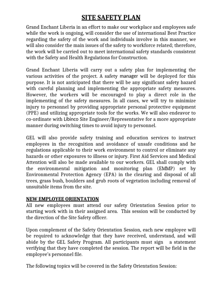Site Safety Plan_025726 | PDF | Personal Protective Equipment | Safety