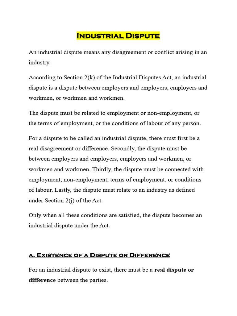 Industrial Dispute | PDF | Collective Bargaining | Strike Action