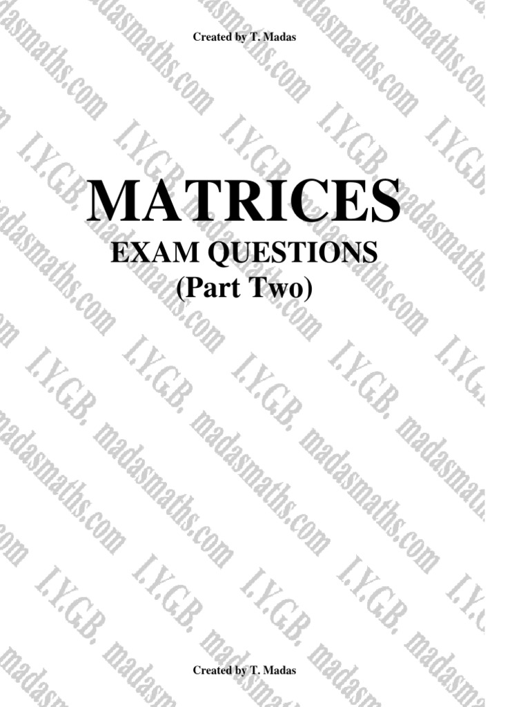 matrices_exam_questions_part_b | PDF | Eigenvalues And Eigenvectors ...