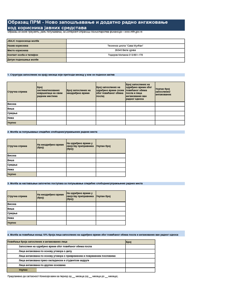 Obrazac PRM | PDF
