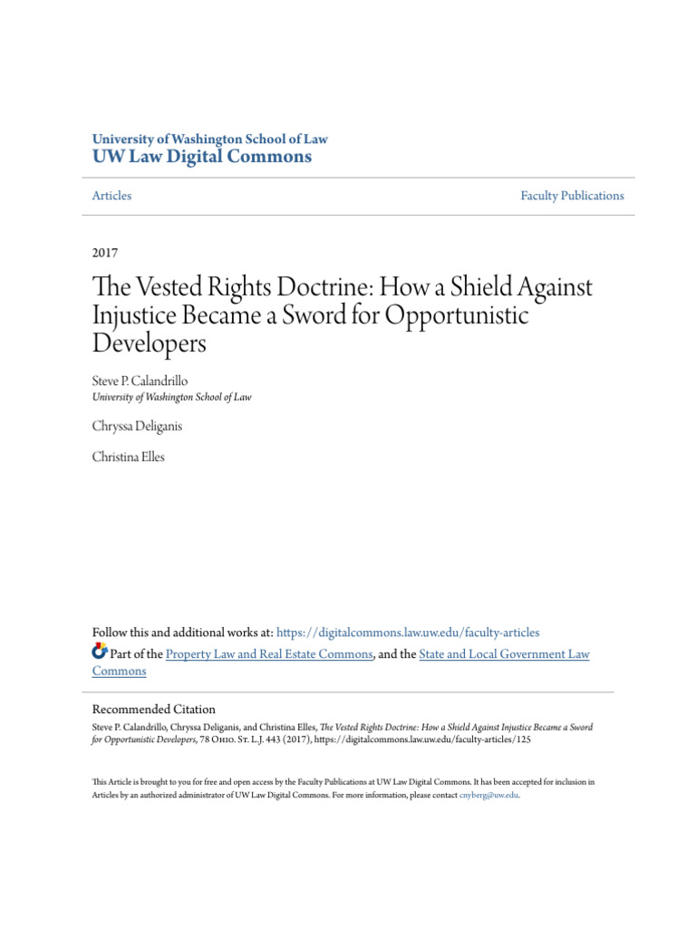 The Vested Rights Doctrine - How A Shield Against Injustice Became ...