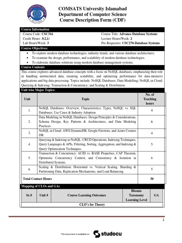 CSC316 Course Description Form Pages 2 | PDF | No Sql | Databases
