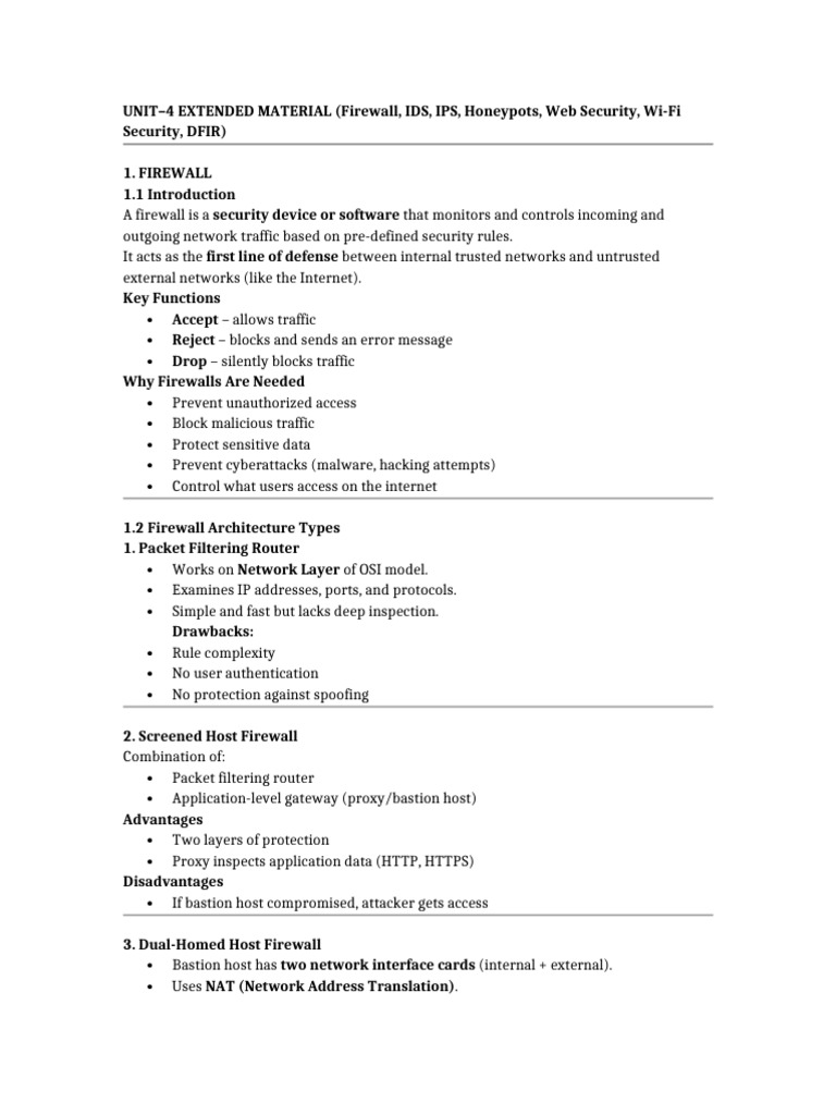 UNIT 4 Extended Material | PDF | Firewall (Computing) | Computer Network