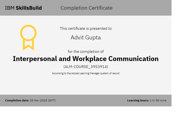 Interpersonal and Workplace Communication: Advit Gupta | PDF
