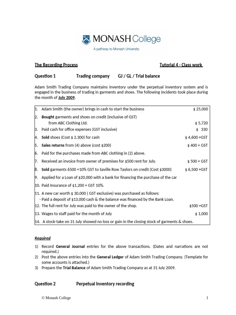 MCD2010 - T4 Questions - Recording Process | PDF | Debits And Credits ...