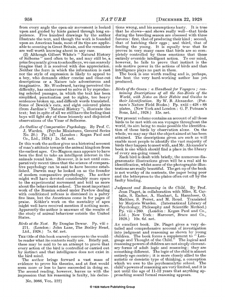 © 1928 Nature Publishing Group | PDF | Reason | Thought