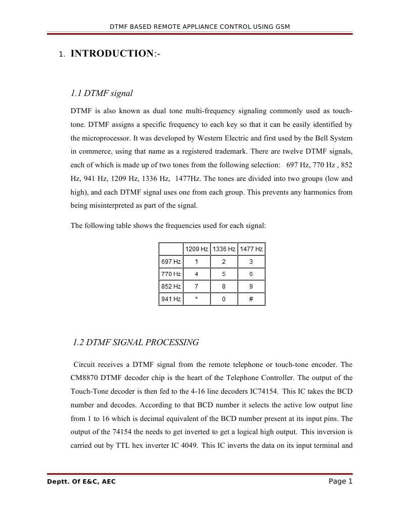DTMF Remote Control System Using GSM | PDF