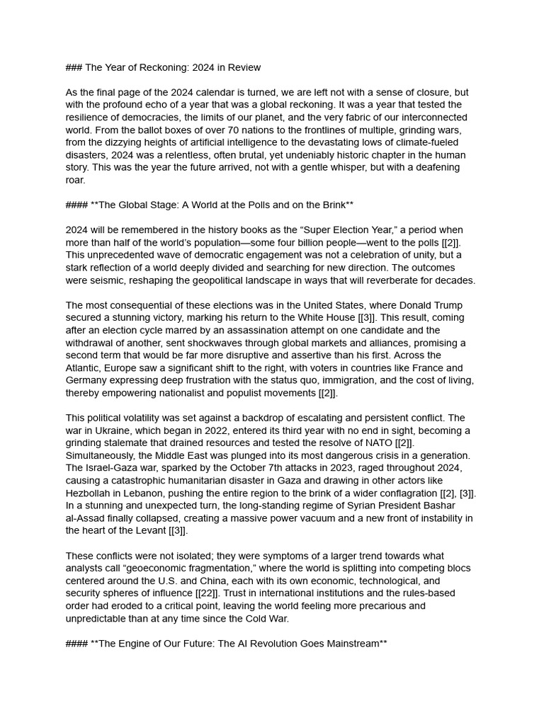 The Year of Reckoning - 2024 in Review | PDF | Cost Of Living | Climate ...