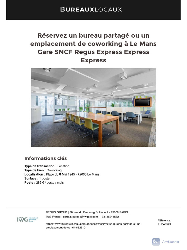 Reservez Un Bureau Partage Ou Un Emplacement de Co | PDF