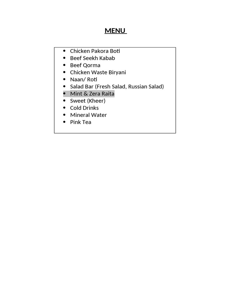 Menu Options | PDF