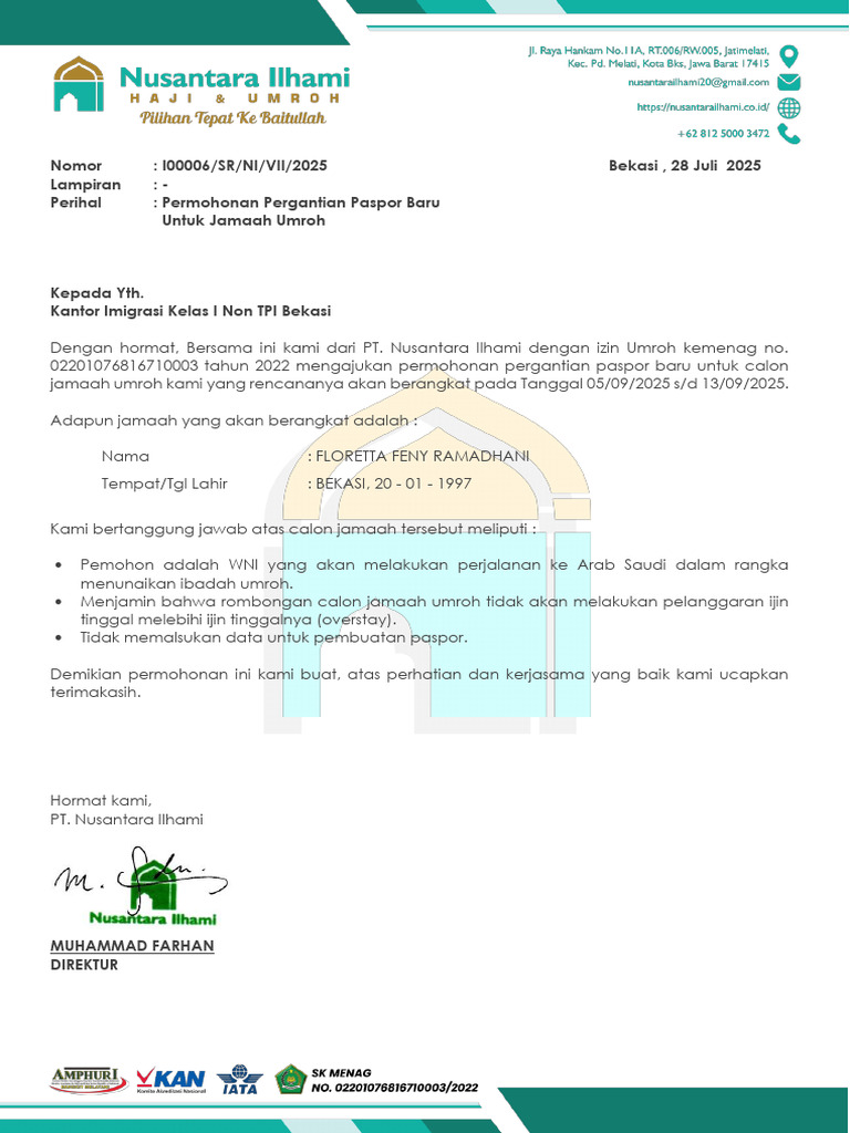 Surat Rekom Floretta Feny Ramadhani | PDF