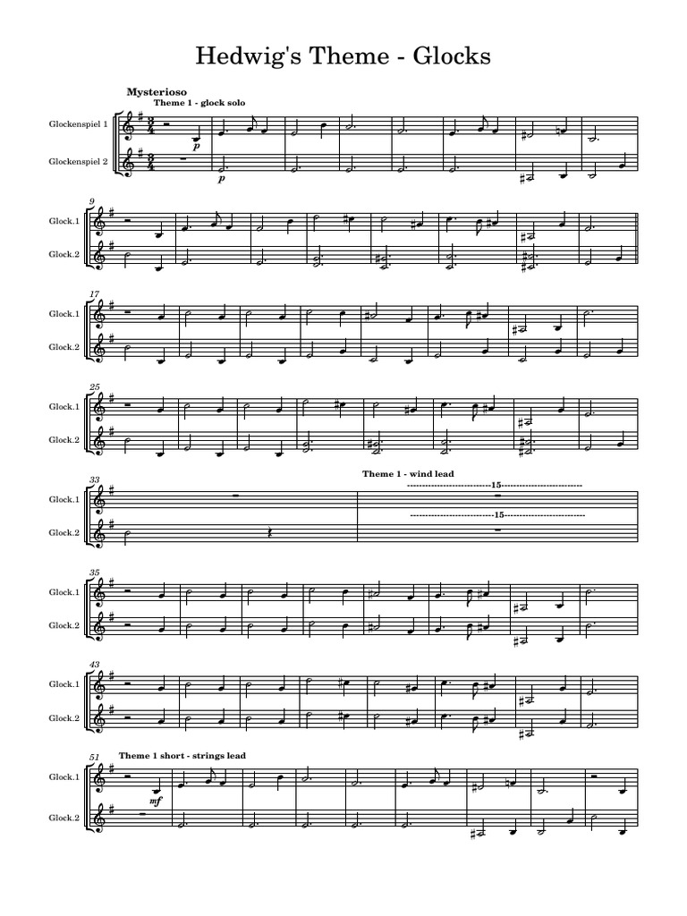 Hedwig'S - Theme FINAL SHORT FULL Glocks | PDF