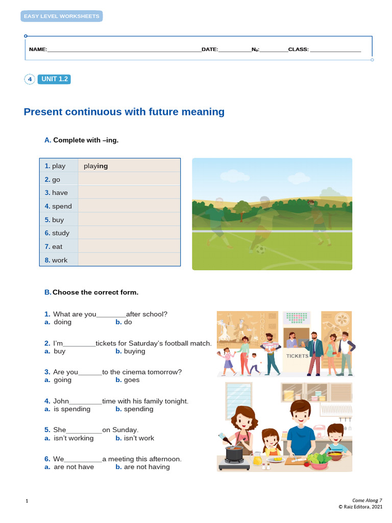 Present Cont Easy Level 4 | PDF