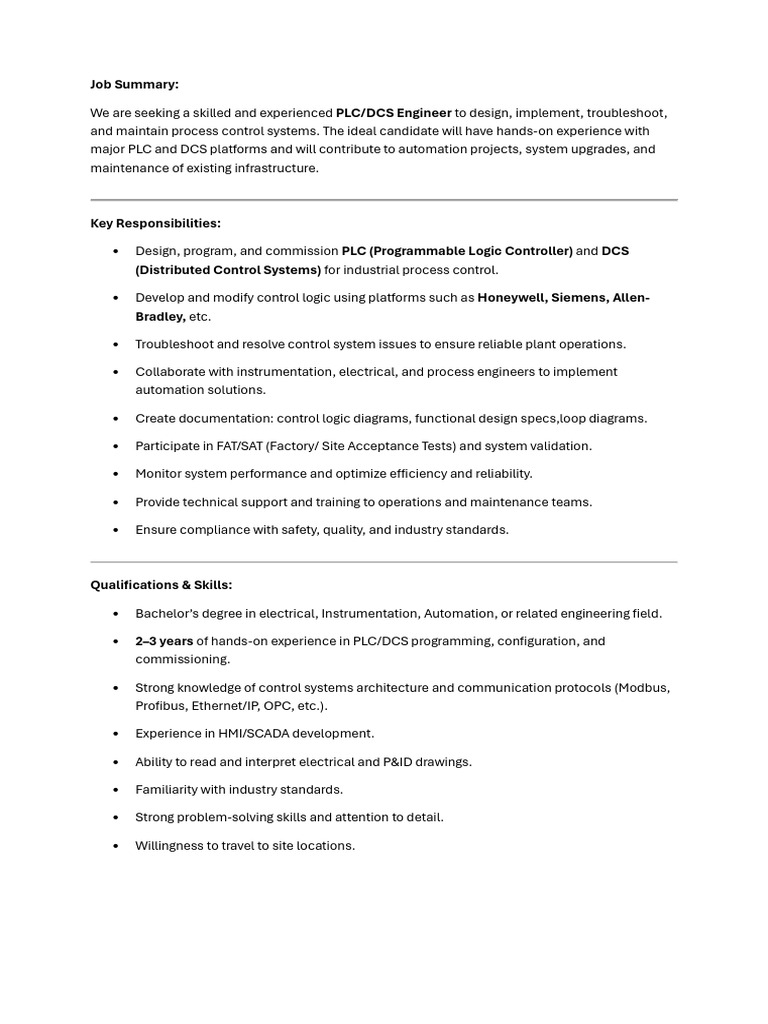 JD PLC DCS Engineer Software | PDF