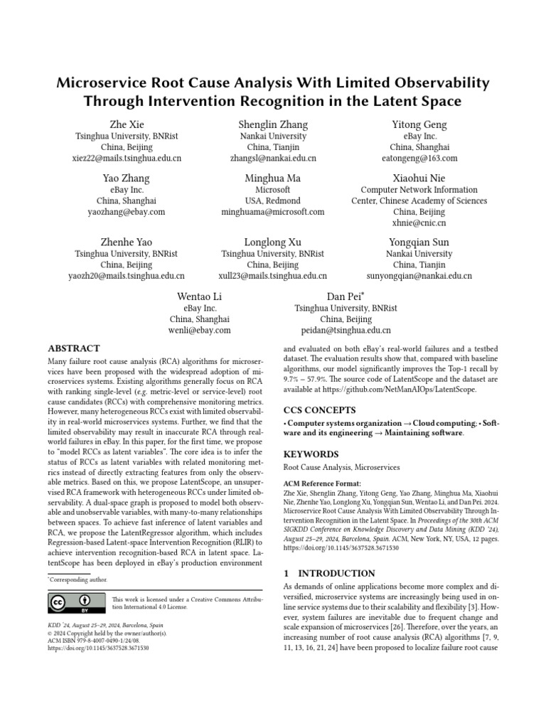 Microservice Root Cause Analysis With Limited Observability | PDF ...