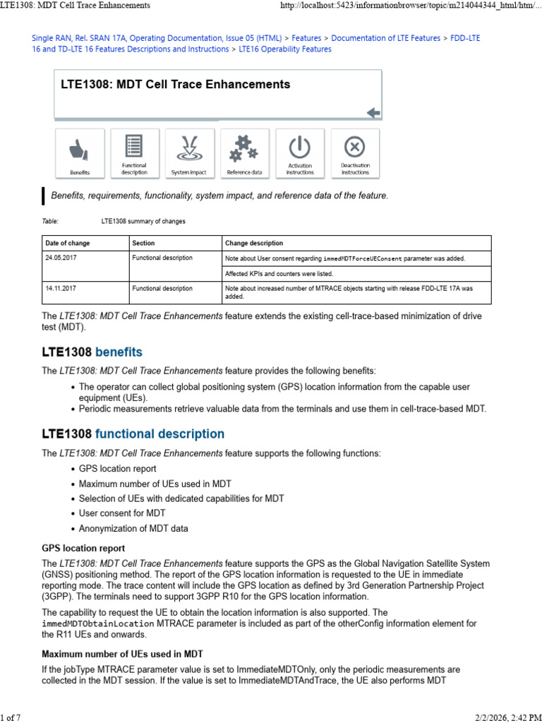 LTE1308 - MDT Cell Trace Enhancements | PDF | Global Positioning System ...