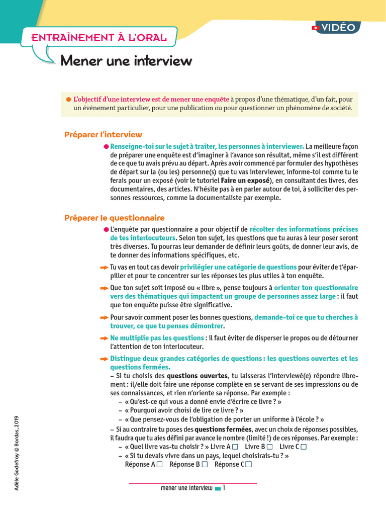 Fiche Oral Interview | PDF