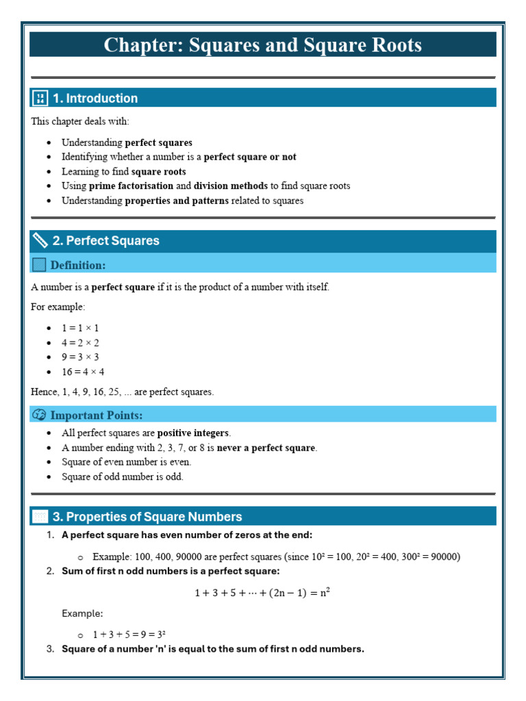Chapter 5. Squares and Square Roots | PDF | Numbers | Square Root