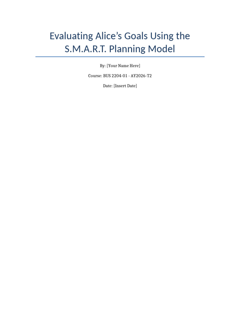 Alice SMART Goals Assignment | PDF | Wealth | Loans