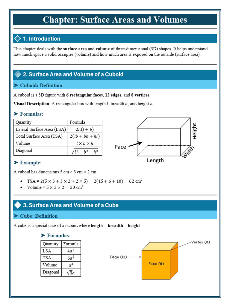 Chapter 11. Surface Areas and Volumes | PDF | Sphere | Volume