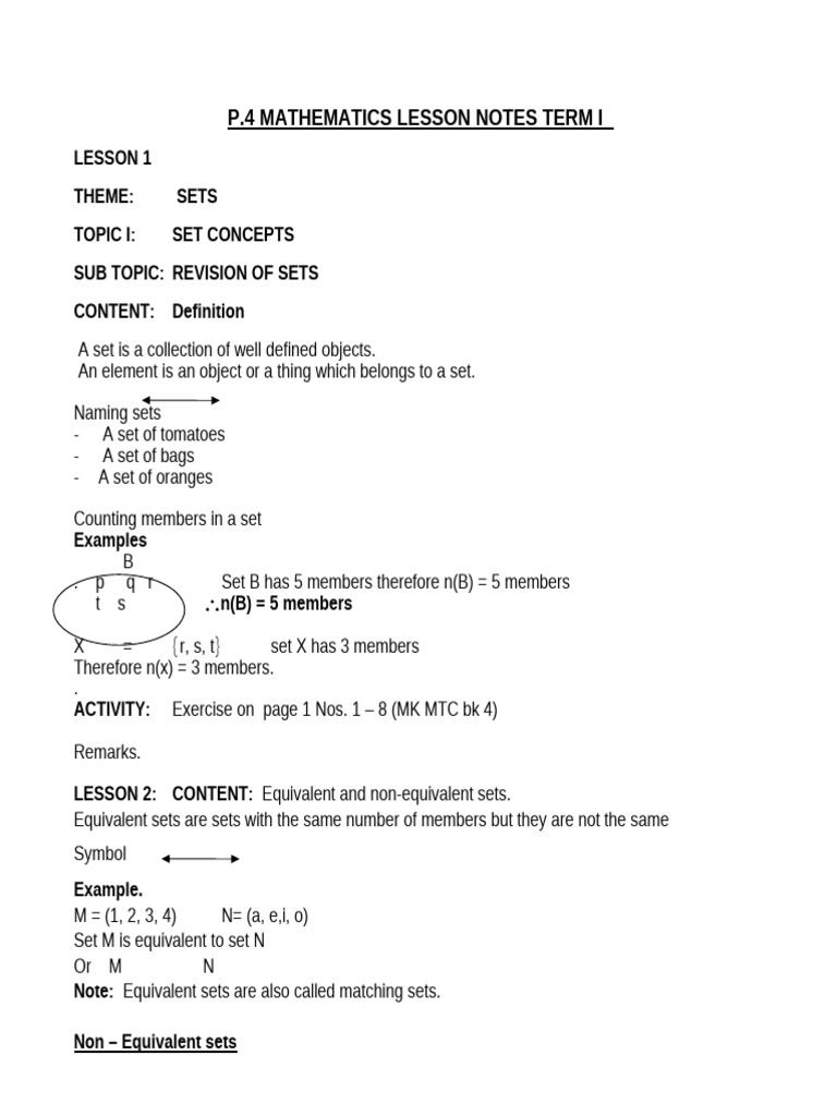 p.4 Mathematics Lesson Notes Term One | PDF | Numbers | Prime Number