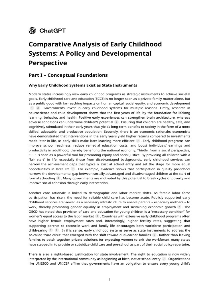 Comparative Analysis of Early Childhood Systems - A Policy and ...