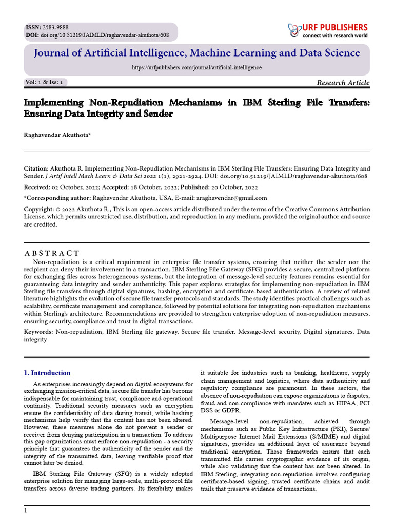Implementing Non-Repudiation Mechanisms in IBM Sterling File Transfers ...