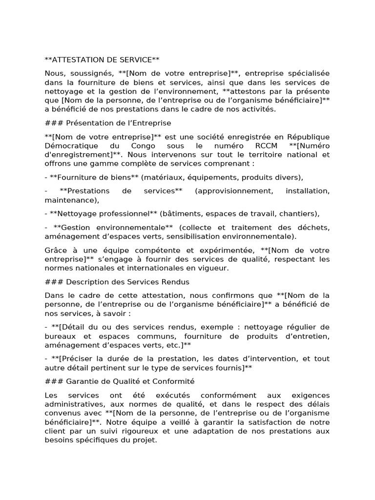 attestation-de-service-modele-pdf