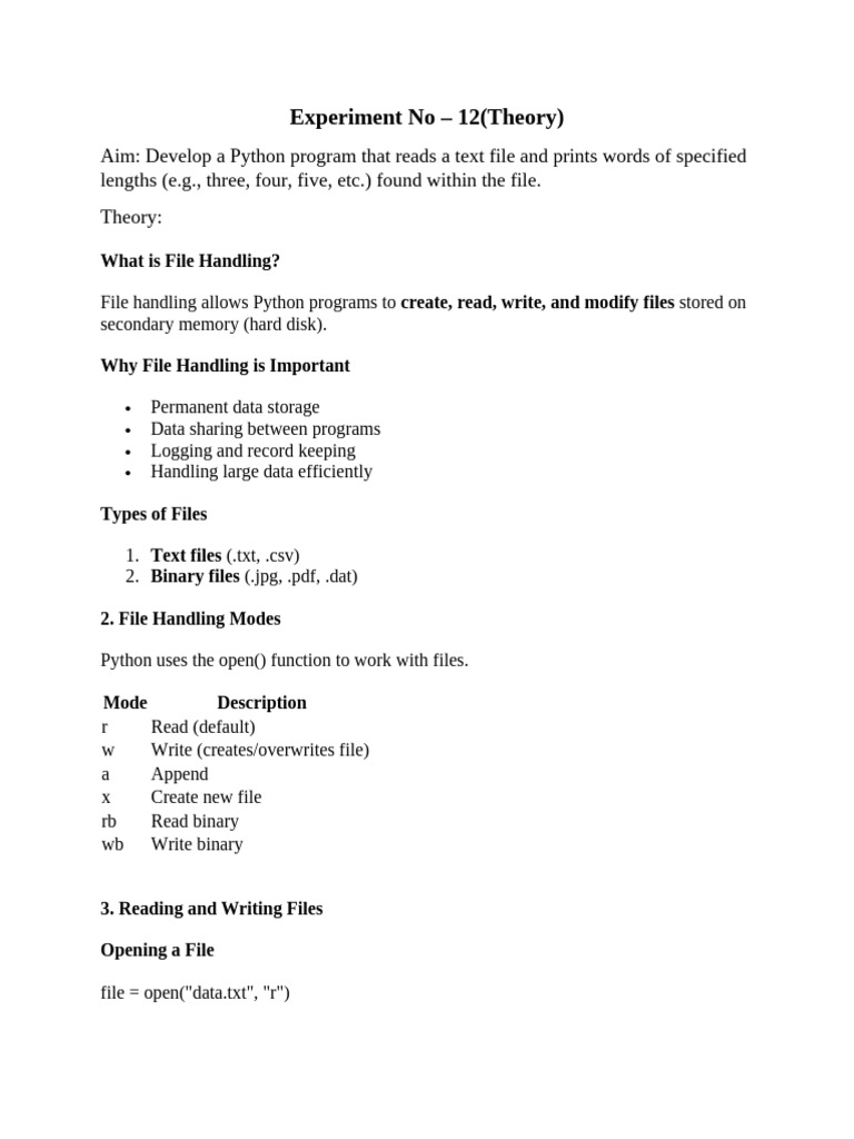 Experiment No 12 (Theory) | PDF | Computer File | Text File