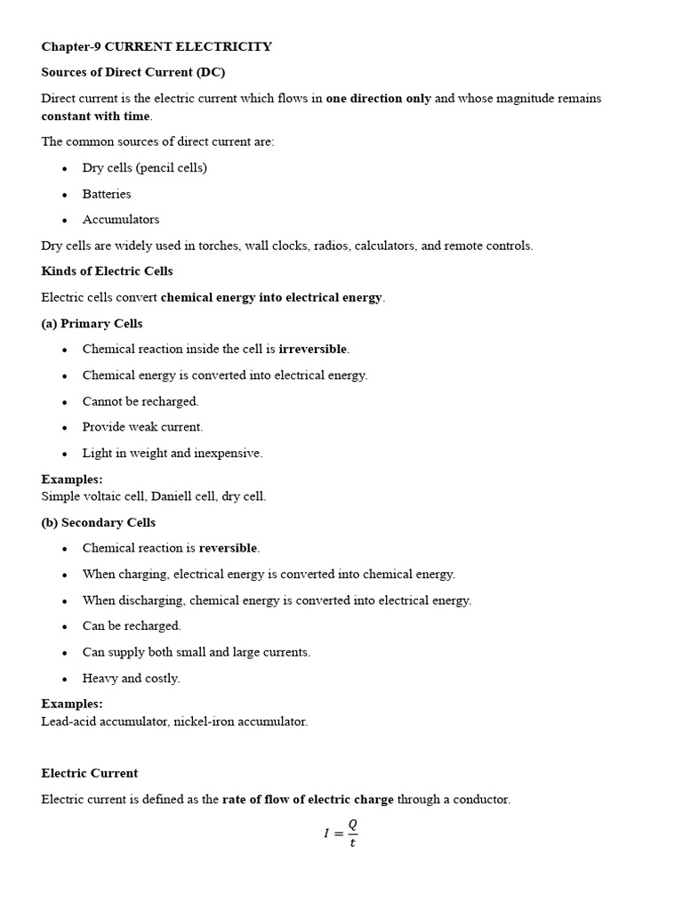 Chapter 9 Notes IX | PDF | Electric Current | Electrical Resistance And ...