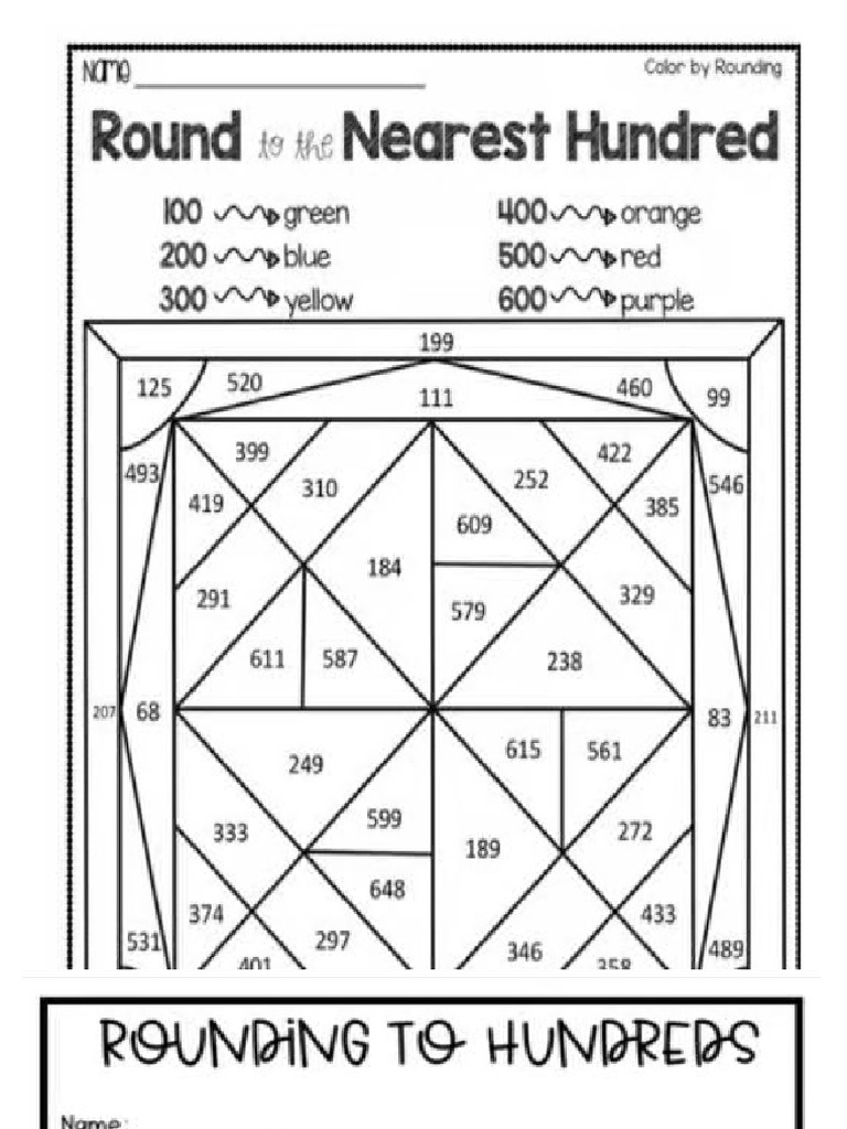 Coloring For Rounding Off Numberse and Fraction | PDF