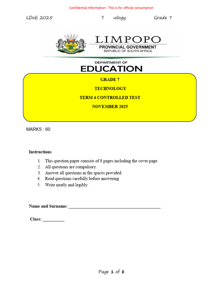 2025 Grade 7 Technology English_251124_191259 | PDF | Machines | Switch