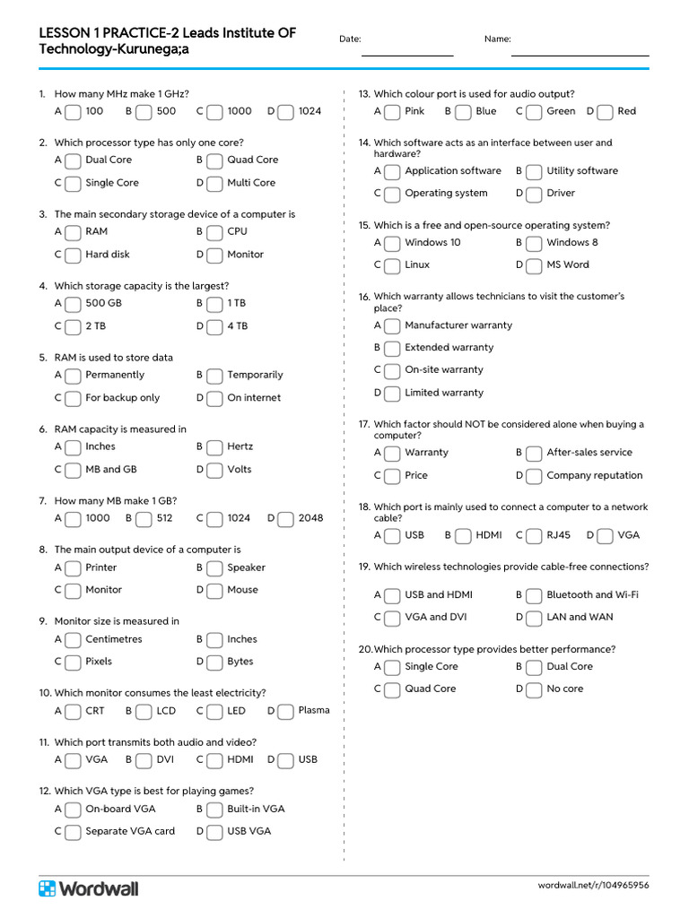 lesson-1-practice-2-leads-institute-of-technology-kurunegaa-quiz | PDF ...