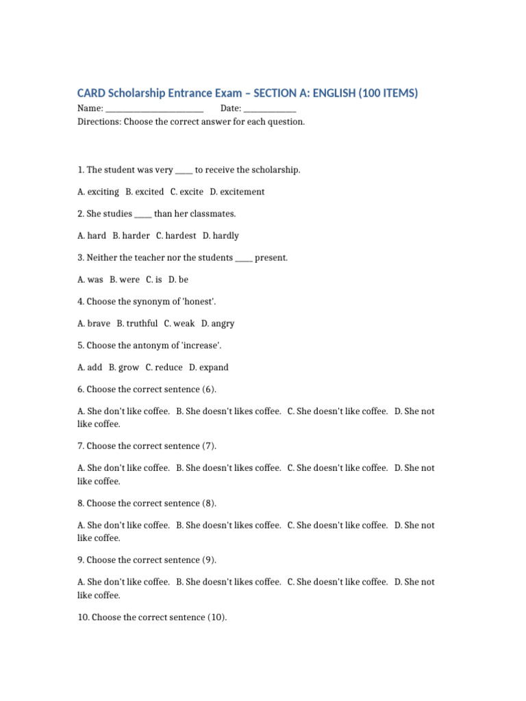 CARD English 100 Items Real Questions | PDF | Chess | Chess Theory