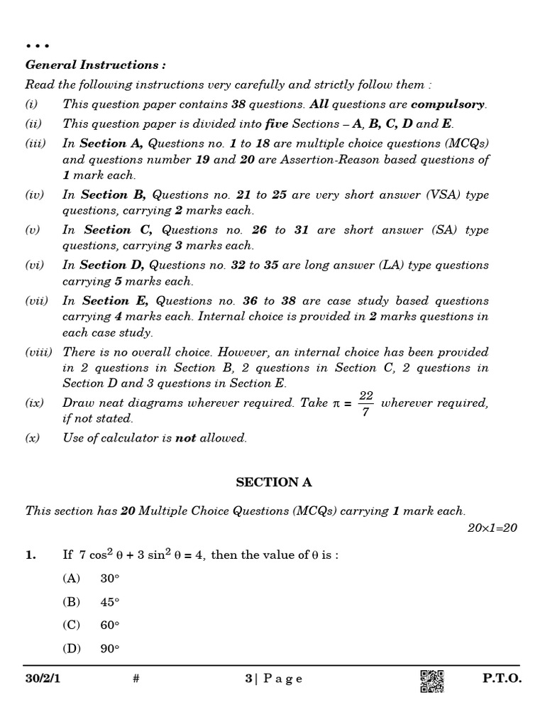 Class X - Maths - Maths (Standard) - SP2 | PDF | Circle | Triangle