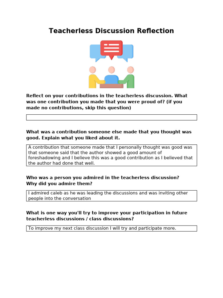 Teacherless Discussion - Reflection | PDF