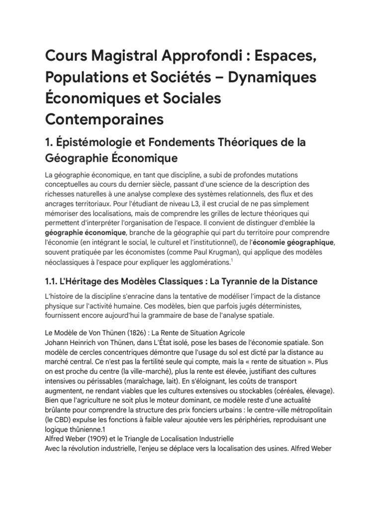 Fiche de Cours Géographie L3 - Espaces, Populations, Sociétés | PDF ...