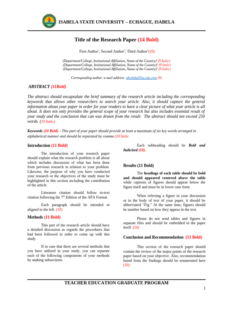 Template For Final Group Research | PDF | Abstract (Summary) | Apa Style