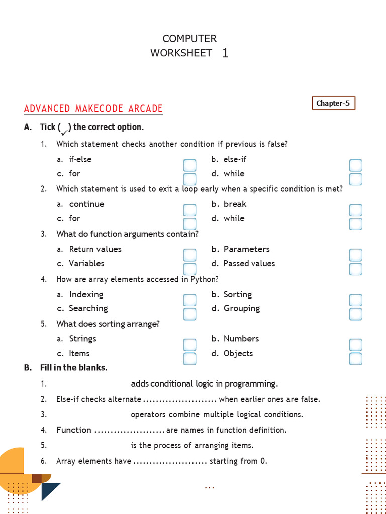 Computer WSclass 8 CH 5 A | PDF