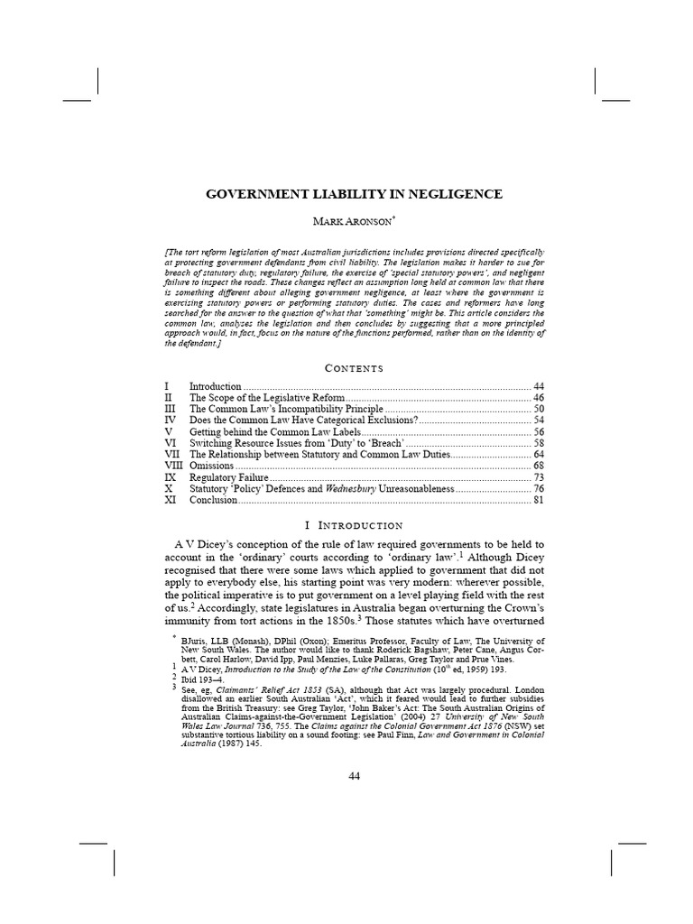Government Liability in Negligence | PDF | Tort | Negligence