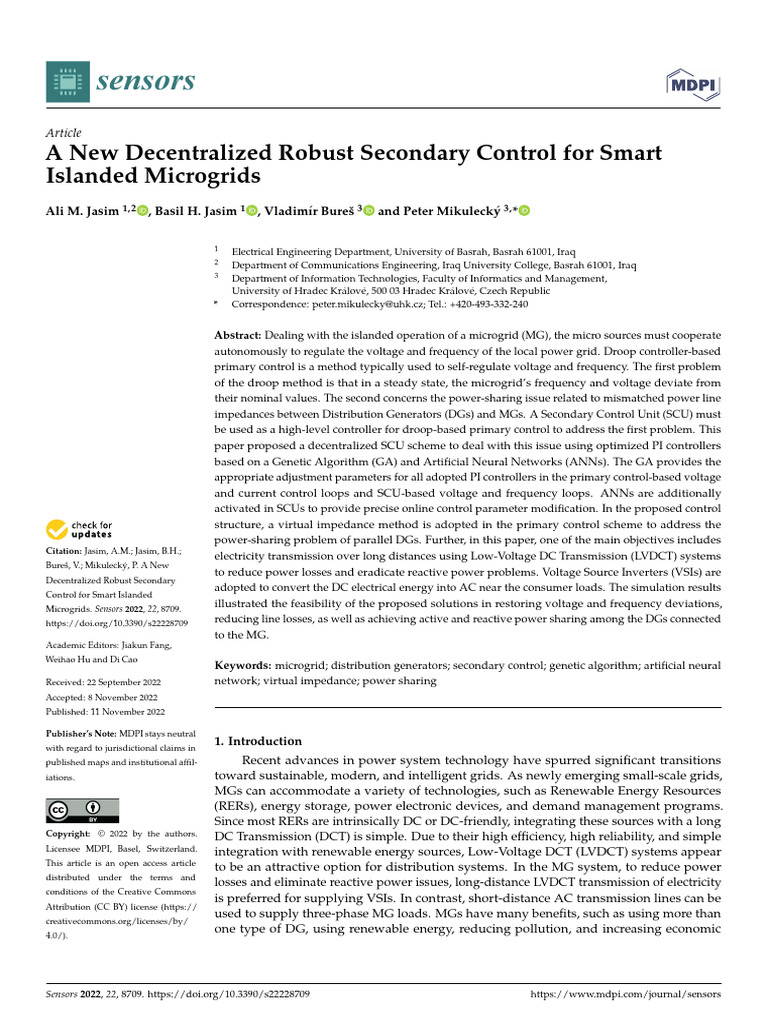A New Decentralized Robust Secondary Control For Smart | PDF | Electric ...