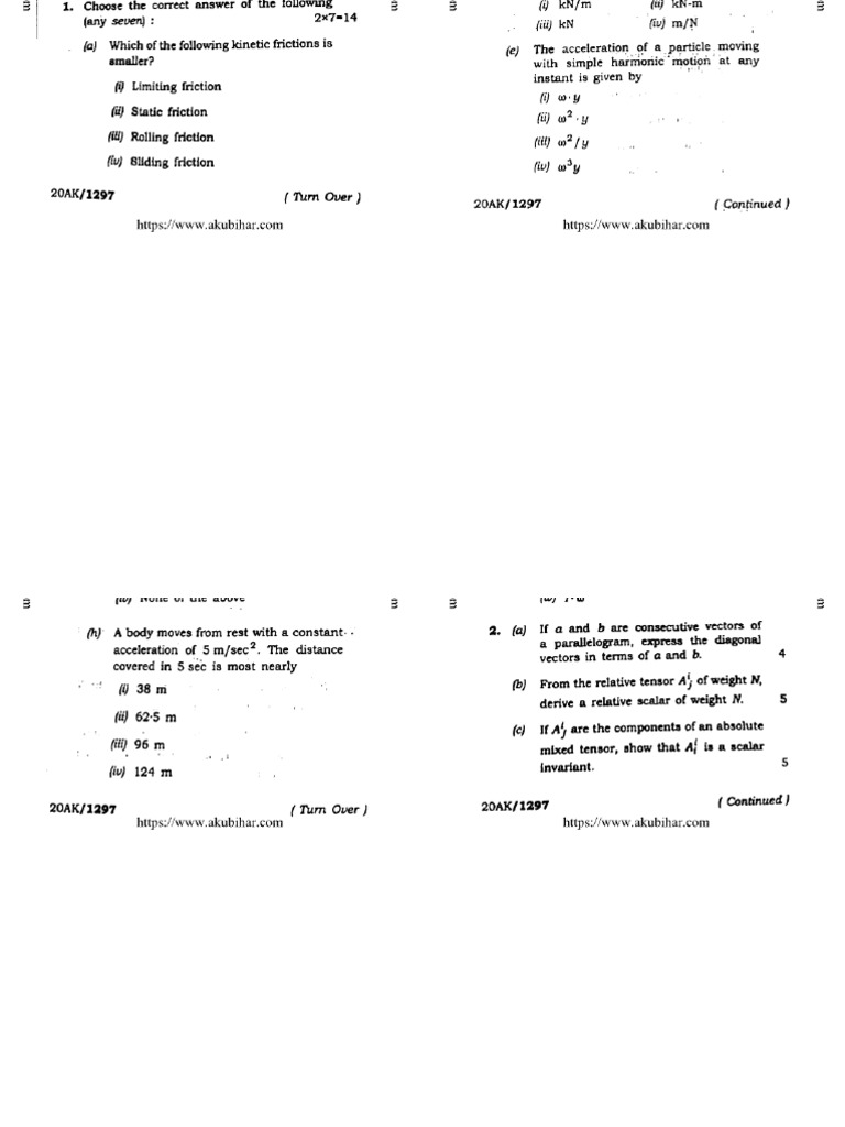 Btech 3 Sem Engineering Mechanics 100310 2020 | PDF