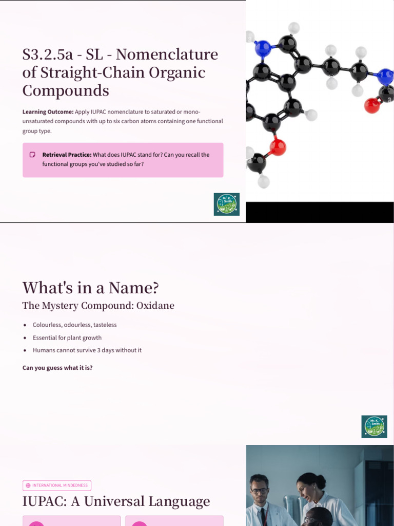 S325a SL Nomenclature of Straight Chain Organic Compounds | PDF ...