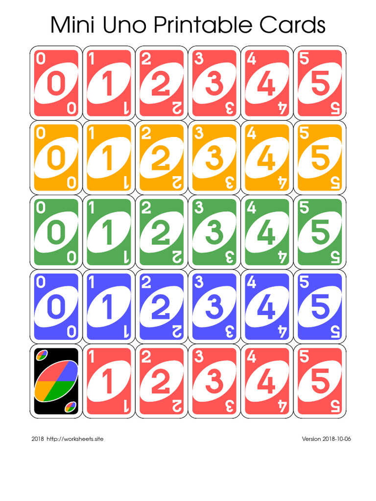 MINI CARTAS UNO - Mini Uno Printable Cards | PDF