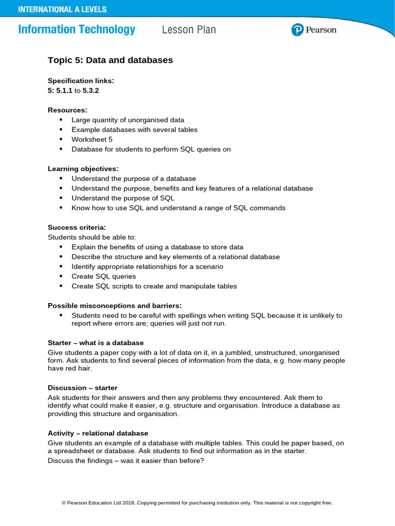 IAL IT 5 LP Data and Databases | PDF | Databases | Relational Model