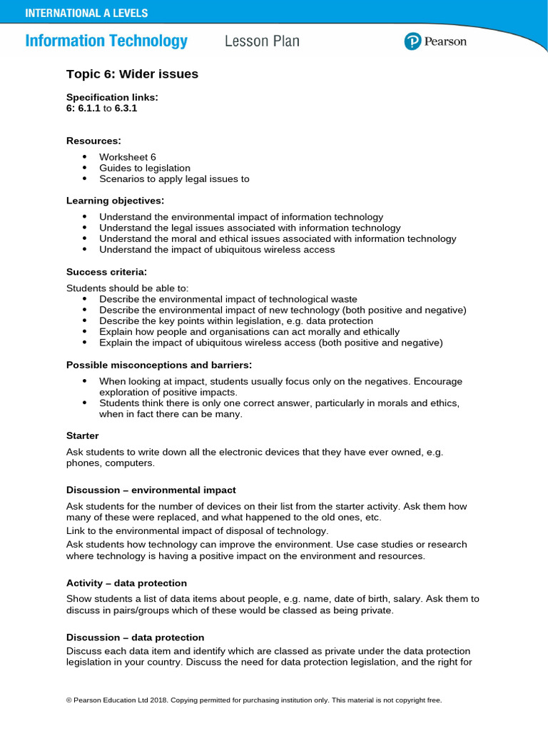 IAL IT 6 LP Wider Issues | PDF | Data | Information Privacy