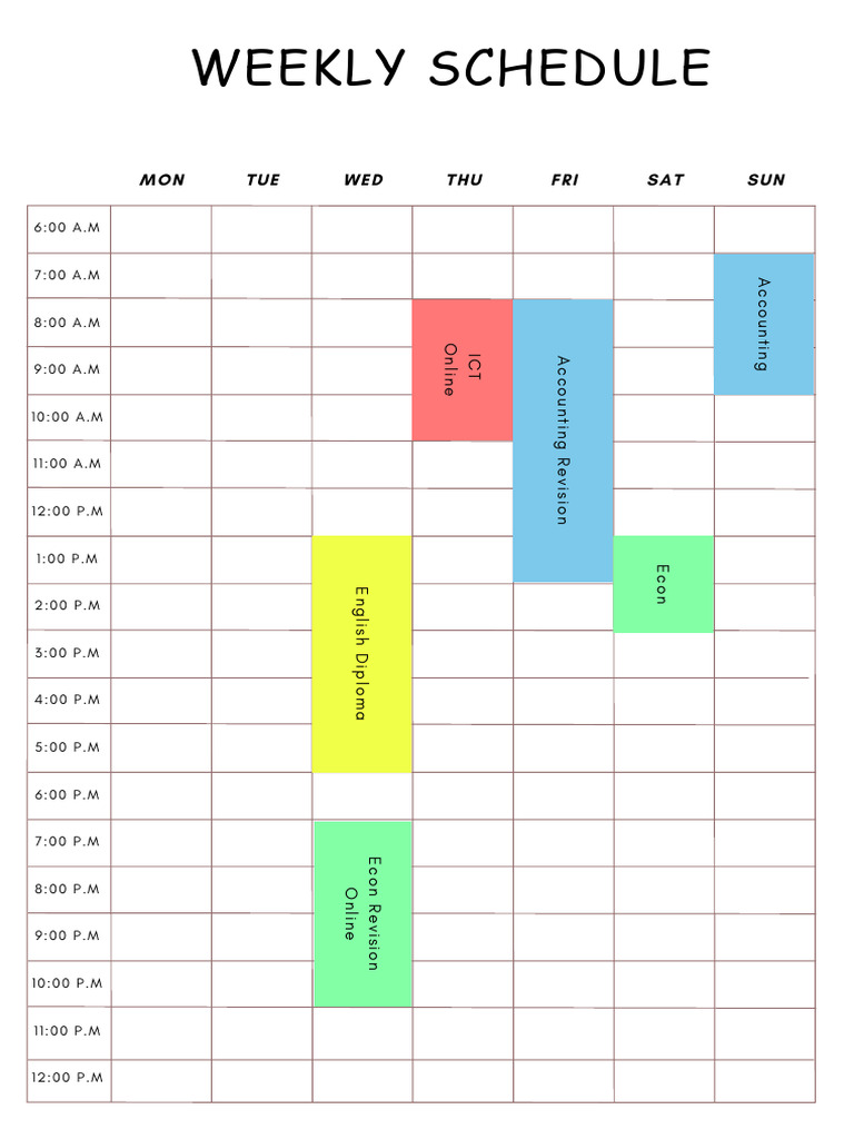 Minimal Weekly Schedule Planner PDF | PDF
