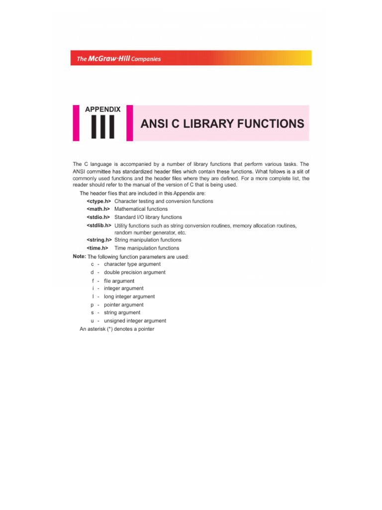 c Library Functions | PDF | Integer (Computer Science) | Pointer ...