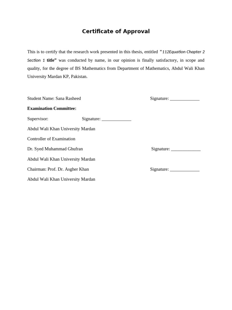 Certificate of Approval | PDF