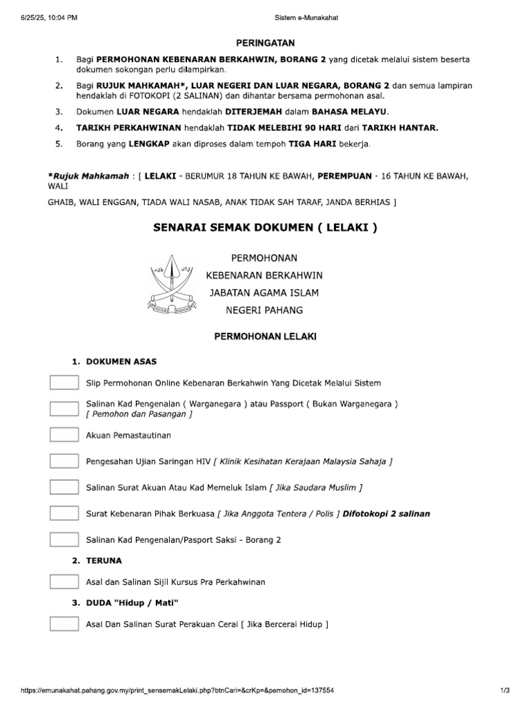 Senarai Semak Dokumen | PDF